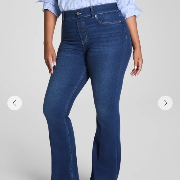 SPANX Spanxshape  Everywear Flare Jeans Raw Indigo  Blue Flare Jeans sz large - Picture 4 of 14